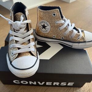 Converse Kids Gold Glitter High-Top Sneakers